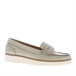 Carl Scarpa Lucentia Grey Leather Wedge Loafers
